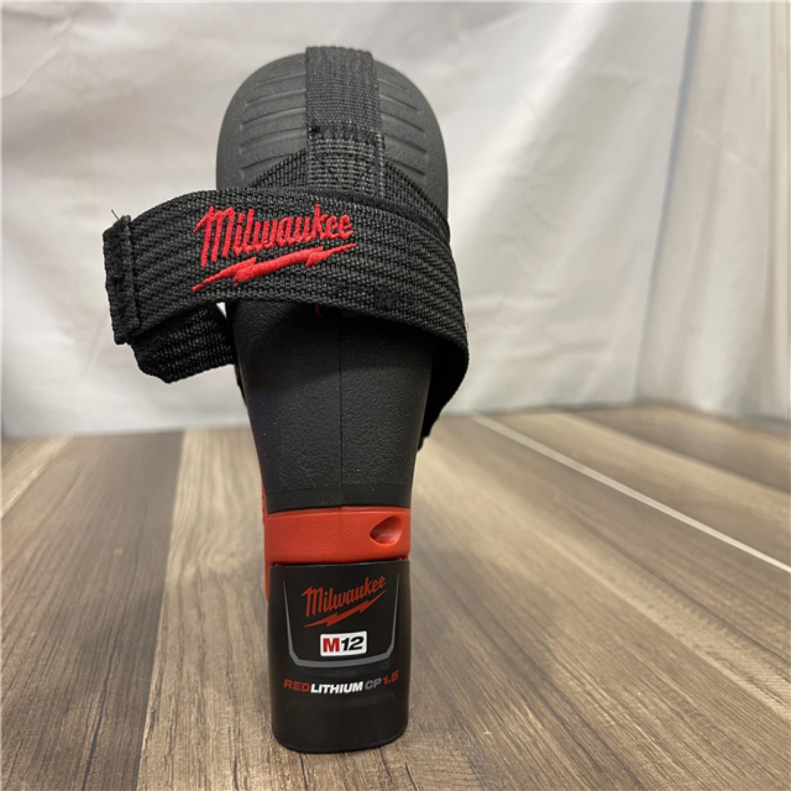 AS-IS Milwaukee M12 12-Volt Lithium-Ion Cordless Palm Nailer Kit with One 1.5Ah Battery  Charger and Tool Bag