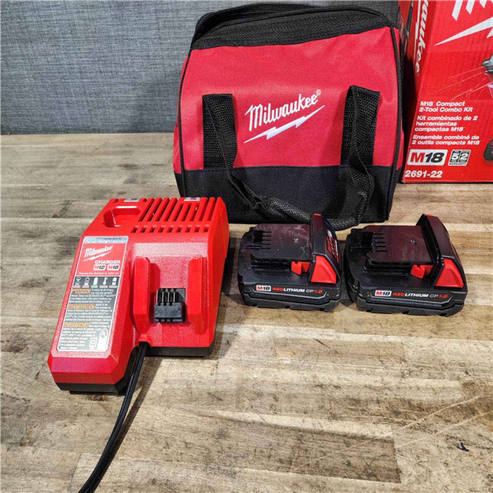 HOUSTON LOCATION - AS-IS Milwaukee M18 Brushed Cordless (2-Tool) Drill/Driver and Impact Driver Kit