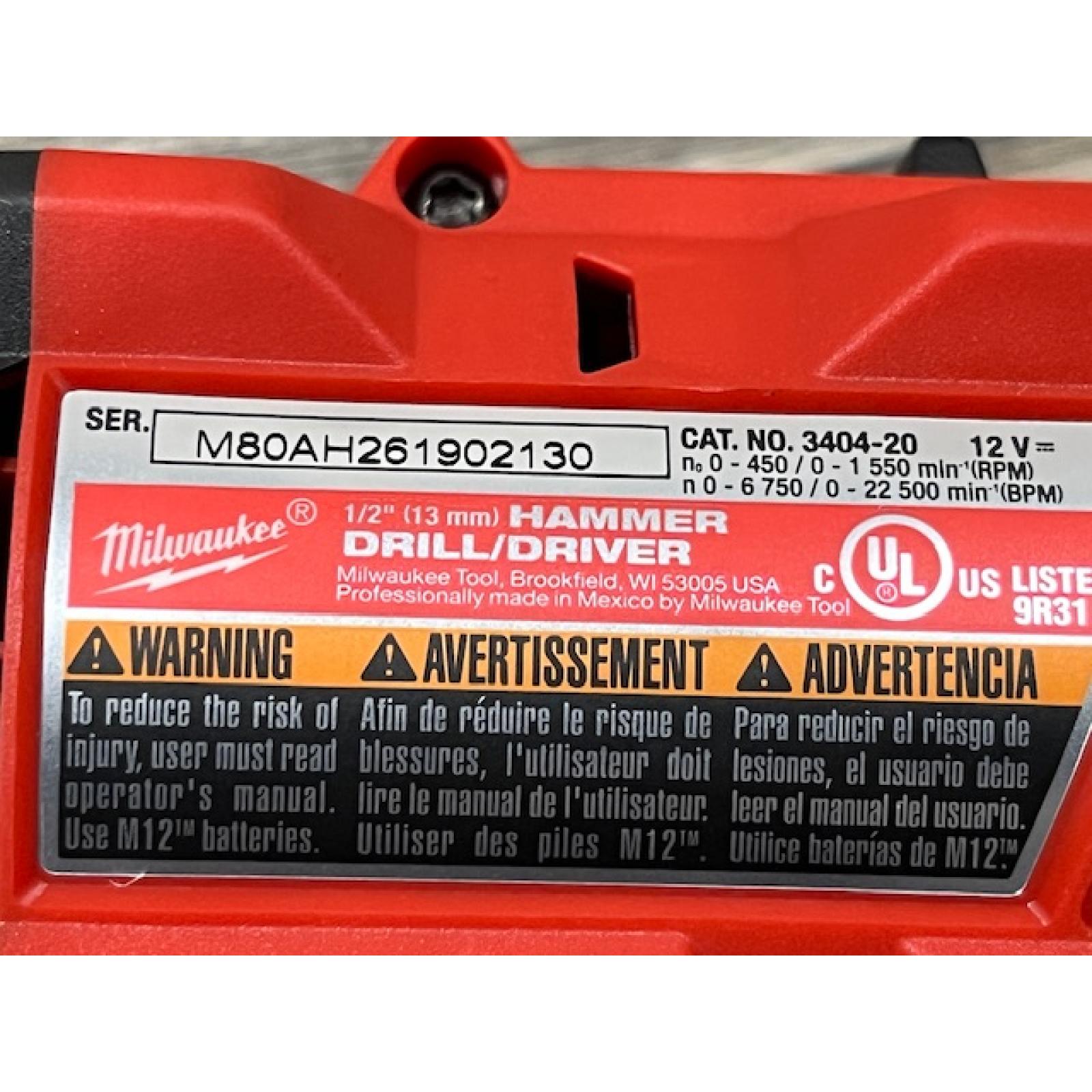 AS-IS Milwaukee  FUEL 12-Volt Lithium-Ion Brushless Cordless 1/2 in. Hammer Drill Kit