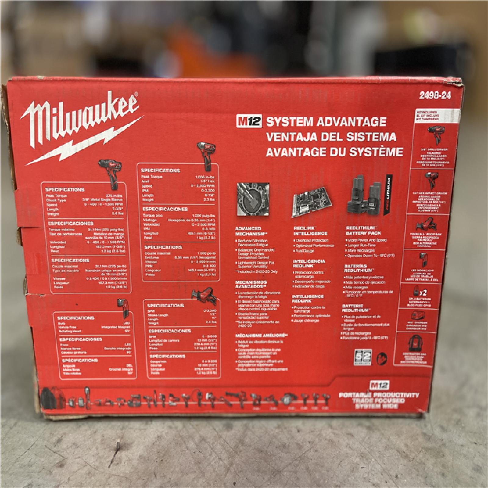 NEW! - Milwaukee M12 Lithium-Ion 4-Tool Combo Drill Kit
