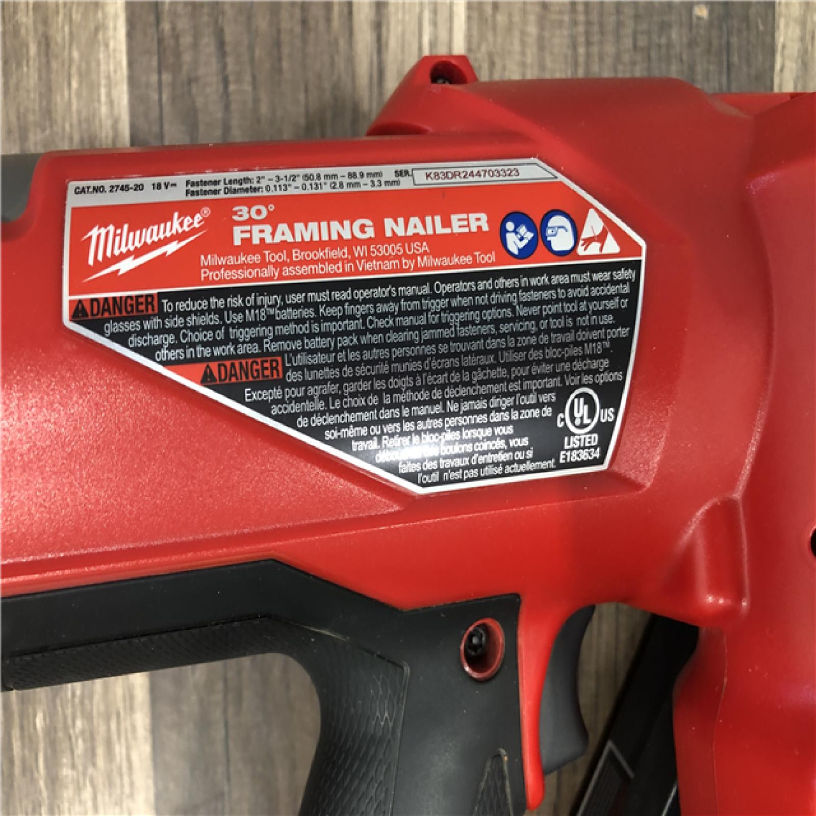 AS-IS Milwaukee FUEL 3-1/2 in. 18-Volt 30-Degree Lithium-Ion Brushless Cordless Framing Nailer (Tool-Only)