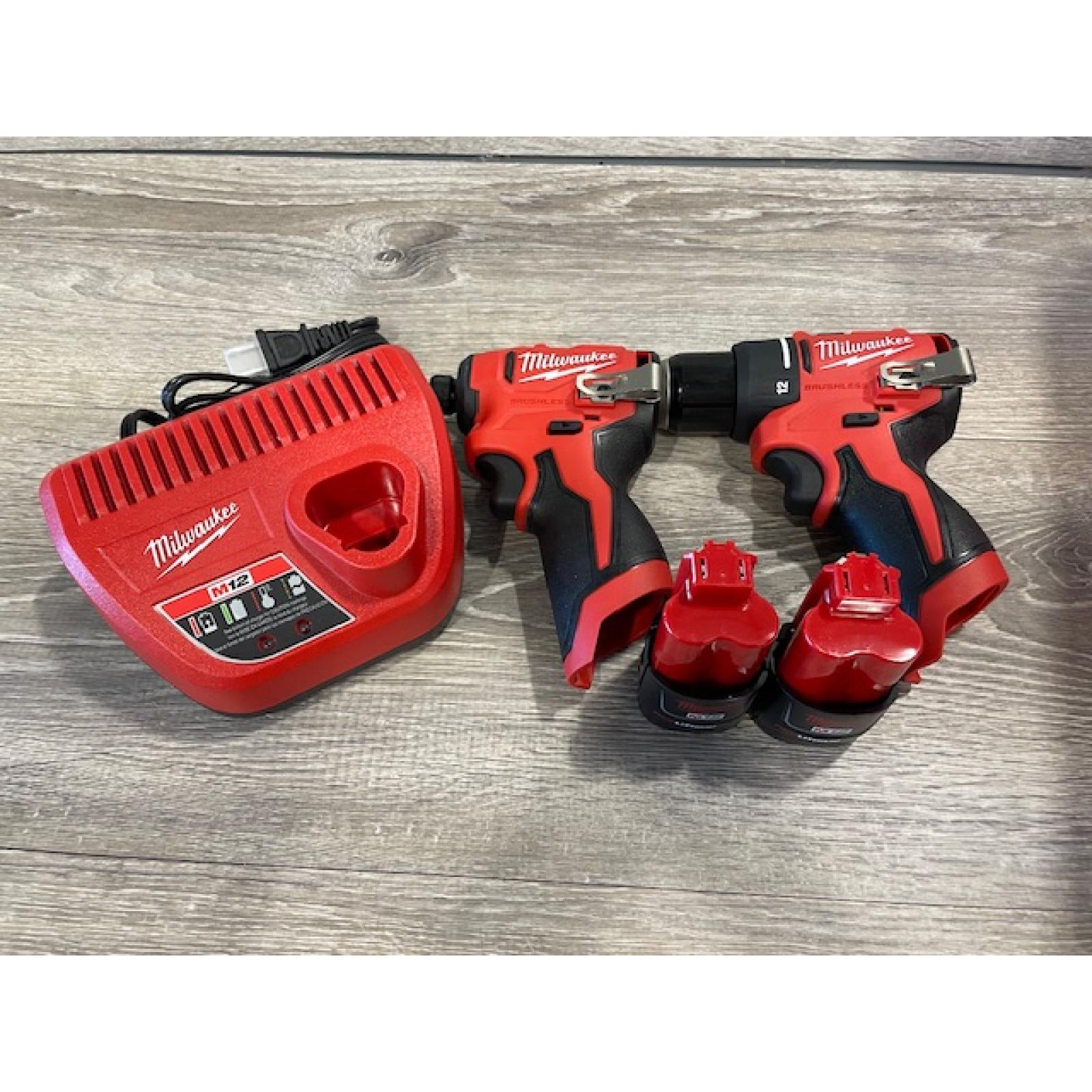 AS-IS Milwaukee 12-Volt Lithium-Ion Brushless Cordless Subcompact Drill and Impact Driver Combo Kit
