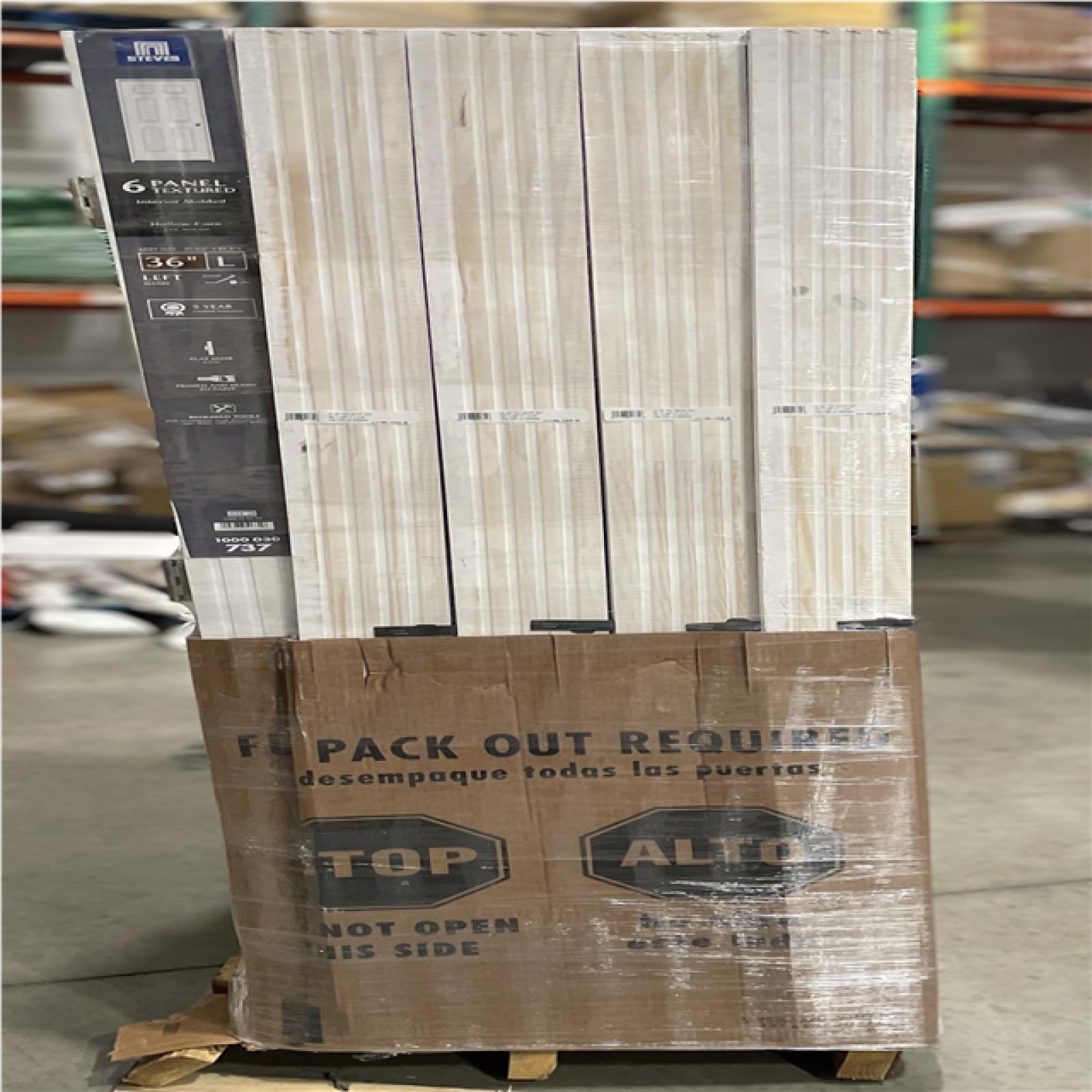 DALLAS LOCATION- AS-IS STEVES 36 in. x 80 in. Left-Handed Textured Hollow Core White Composite Single Prehung Interior Door (5 DOORS)