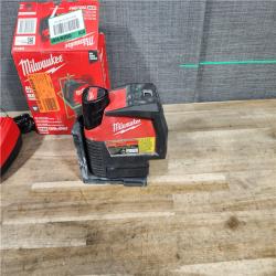 HOUSTON LOCATION - AS-IS Milwaukee M12 12-Volt Lithium-Ion Cordless Green 125 Ft. Cross Line and Plumb Points Laser Level Kit W/ BATTERY & CHARGER