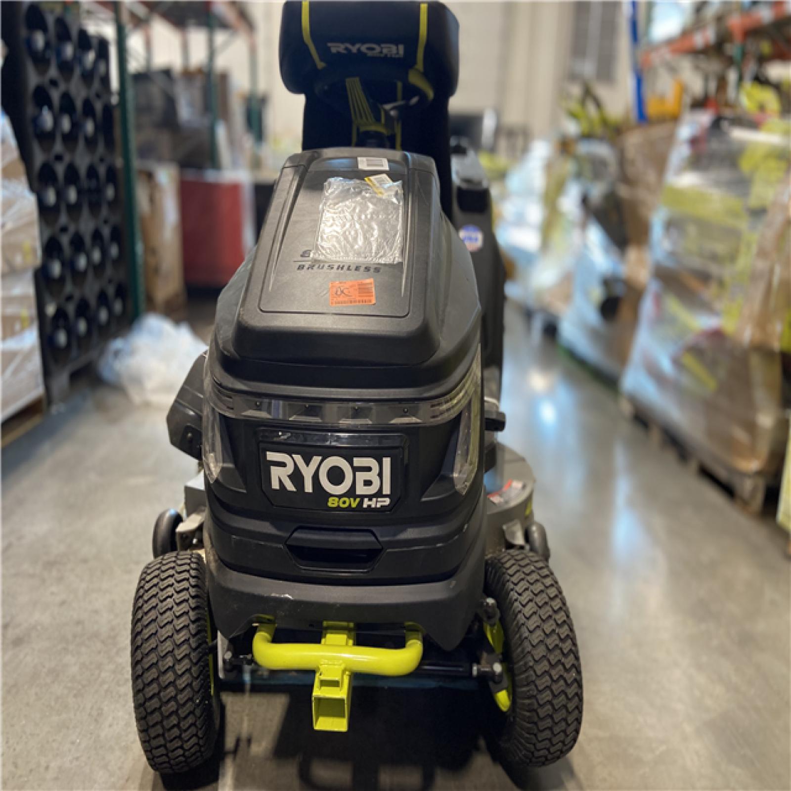 DALLAS LOCATION - AS-IS RYOBI 80V HP Brushless 42 in. Battery Electric Cordless Riding Lawn Tractor