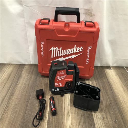 AS-IS Milwaukee Green 100 ft. Cross Line and Plumb Points Rechargeable Laser Level Kit