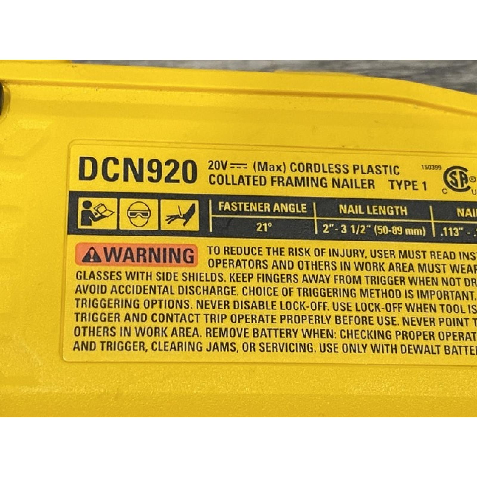 AS-IS DEWALT 20-Volt 21° Cordless Framing Nailer (Tool-Only)