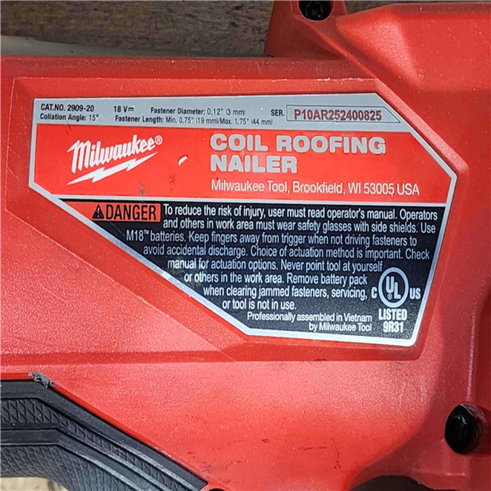 HOUSTON LOCATION - AS-IS Milwaukee FUEL 18-Volt Lithium-Ion Brushless Cordless Coil Roofing Nailer (Tool Only)