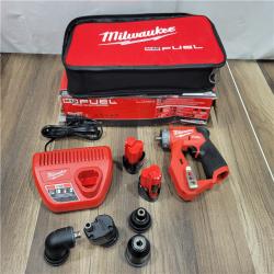 GOOD Milwaukee M12 FUEL 12V Lithium-Ion Brushless Cordless 4-in-1 Installation 3/8 in. Drill Driver Kit with 4-Tool Heads
