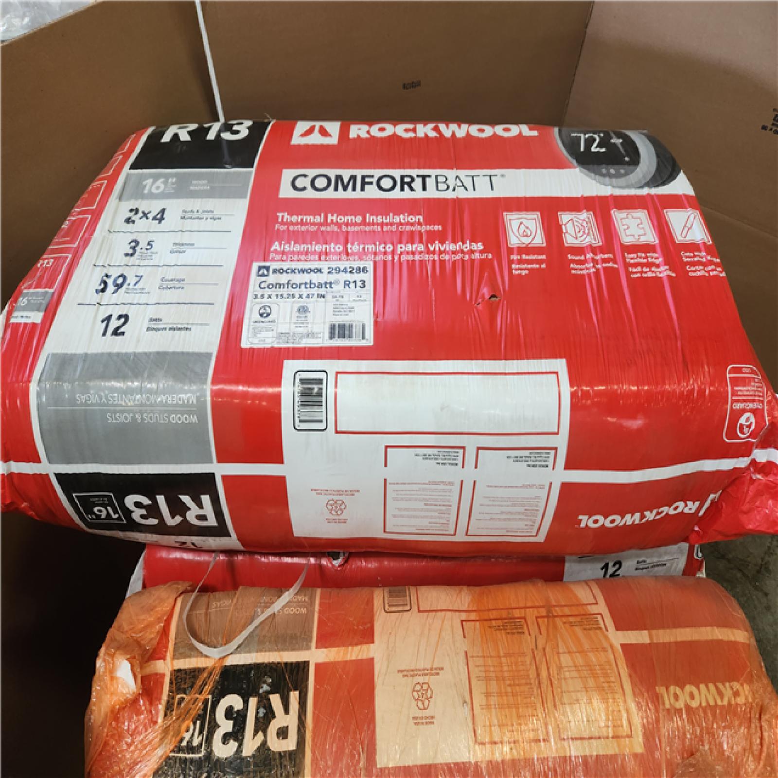 Phoenix AS-IS ROCKWOOL ComfortBatt 3-1/2 in. x 15.25 in. x 47 in. R-13 Stone Wool Insulation Pallet of 4