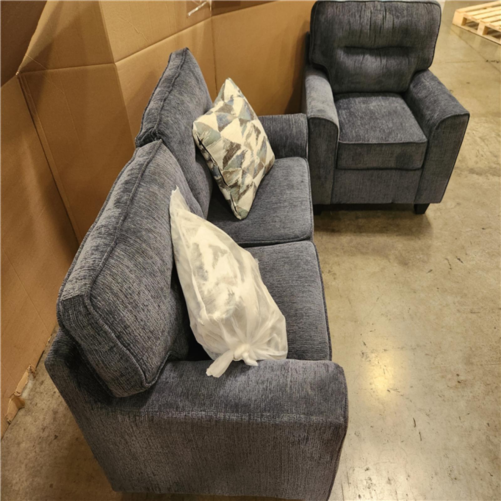 Phoenix Location 2-Piece Blue Sofa Double Seater and Single Seat