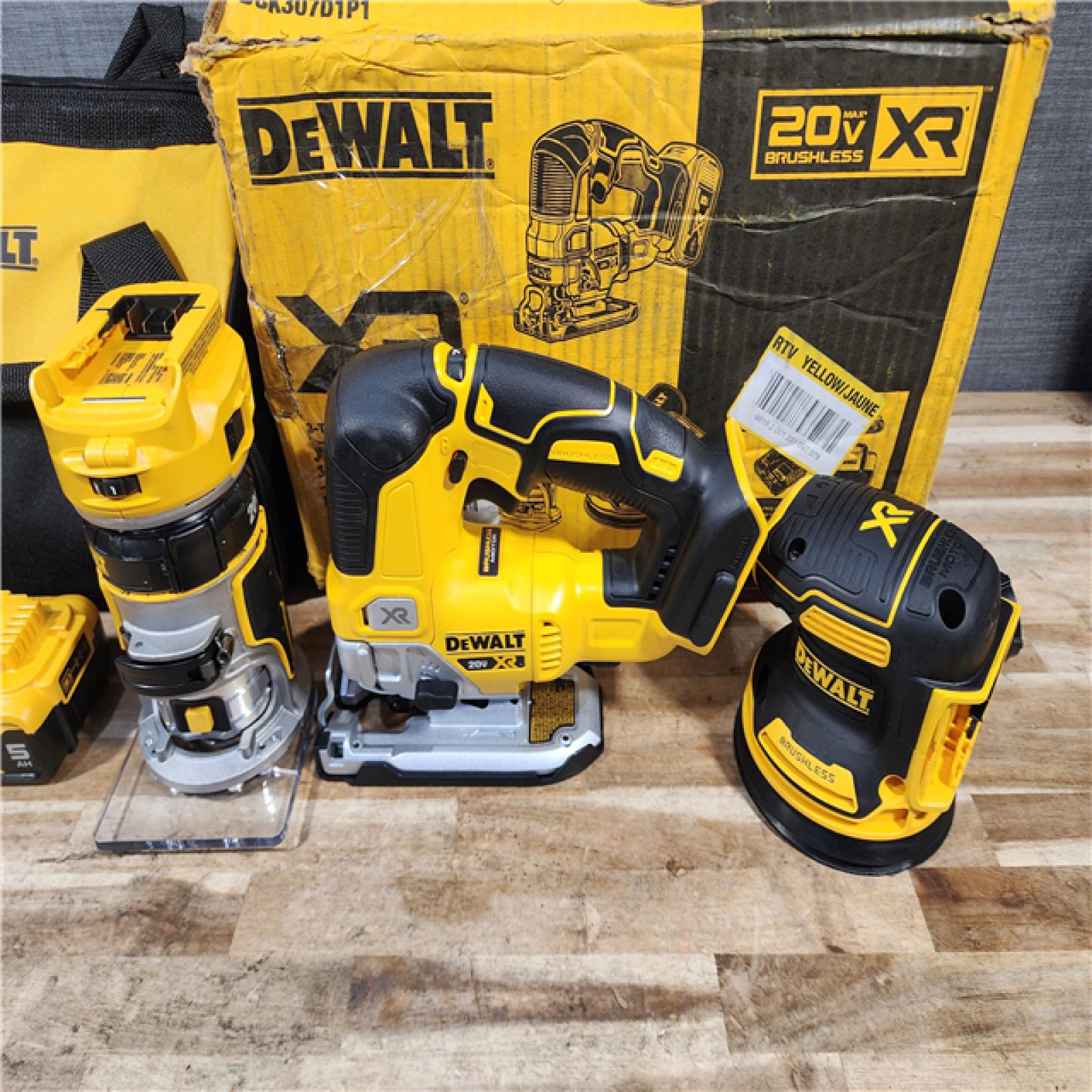 HOUSTON LOCATION - AS-IS DEWALT 20V MAX Lithium-Ion Cordless 3-Tool Combo Kit with 2.0 Ah Battery  5.0 Ah Battery  Charger and Bag