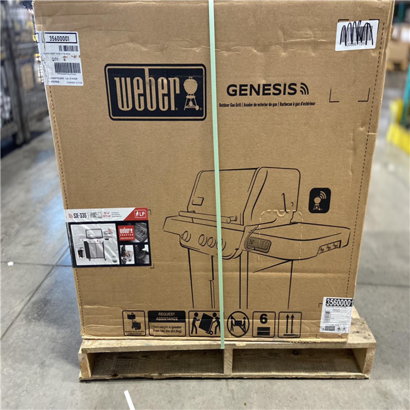 DALLAS LOCATION - Weber Genesis Smart SX-335 3-Burner Liquid Propane Gas Grill in Stainless Steel with Side Burner