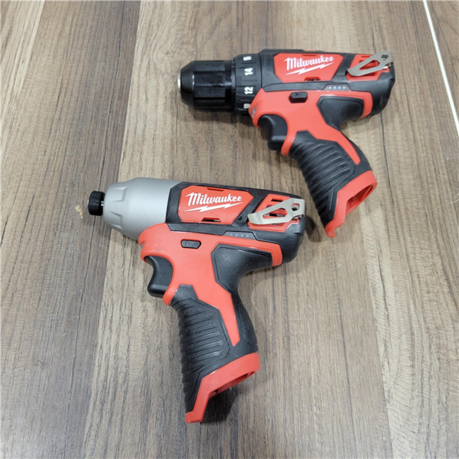 AS-IS Milwaukee M12 12V Lithium-Ion Cordless Drill Driver/Impact Driver Combo Kit with Two 1.5Ah Batteries, Charger and Bag (2-Tool)