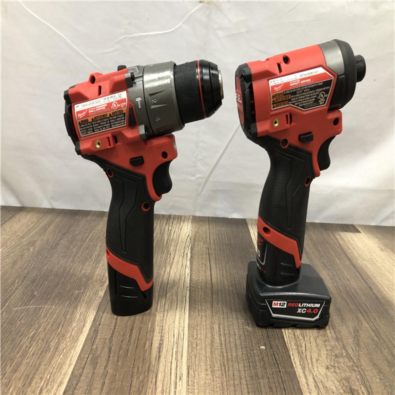 AS-IS Milwaukee FUEL 12-Volt Lithium-Ion Brushless Cordless Hammer Drill and Impact Driver Combo Kit