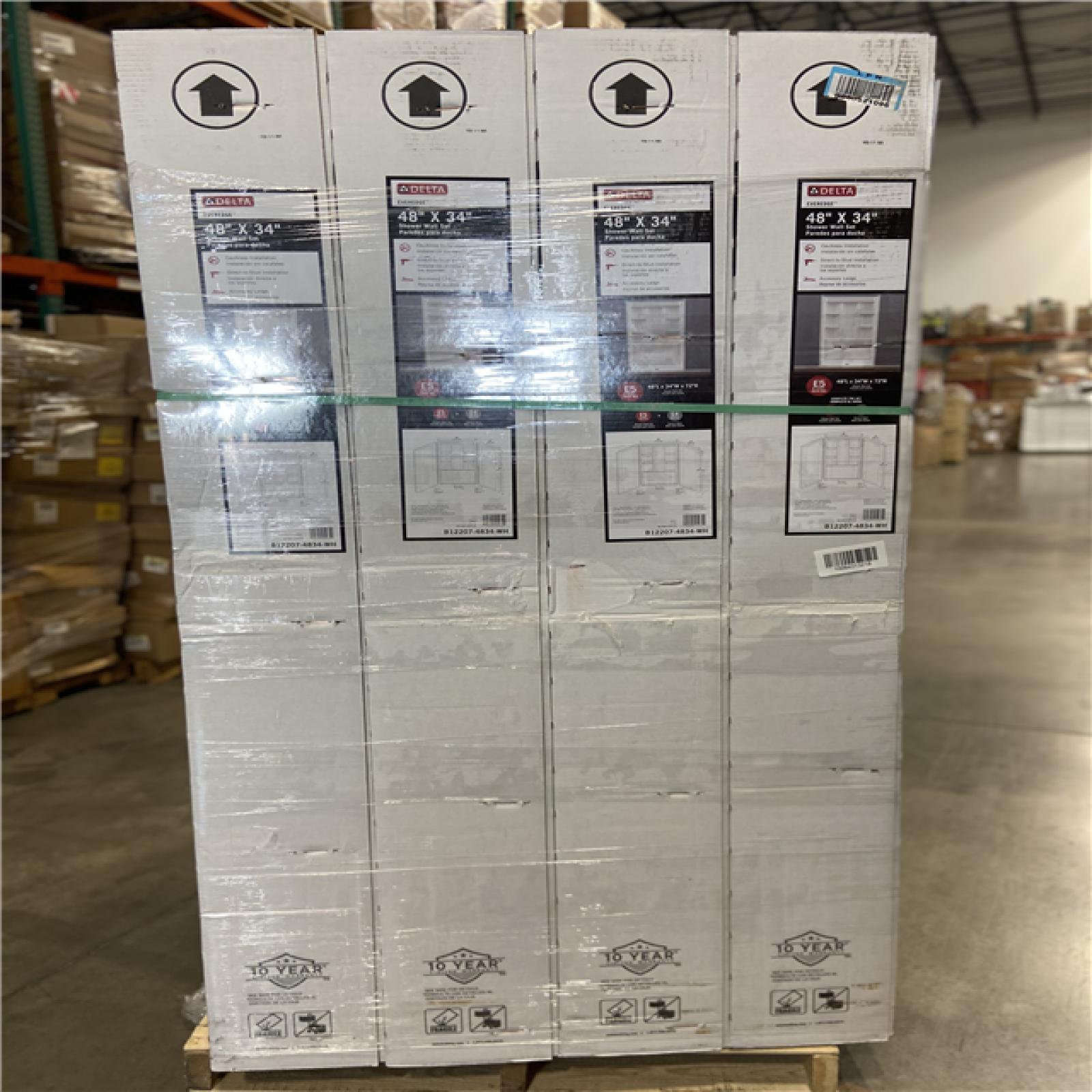 DALLAS LOCATION - DELTA FAUCET 48X34IN SHPWER WALL PALLET - (4 UNITS)