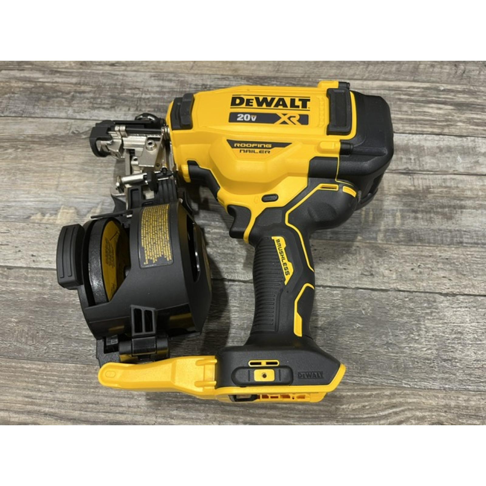 AS-IS DEWALT 20V MAX Lithium-Ion 15-Degree Electric Cordless Roofing Nailer Kit