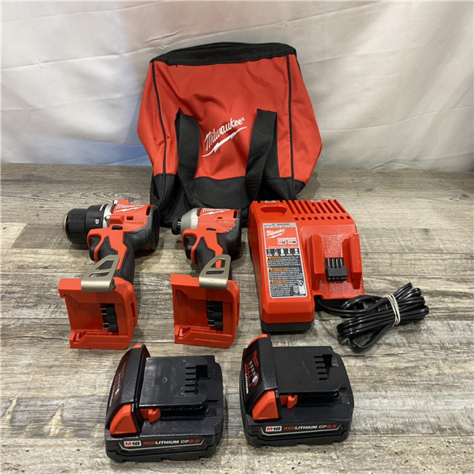 AS-IS Milwaukee 18V Lithium-Ion Brushless Cordless Compact Drill/Impact Combo Kit