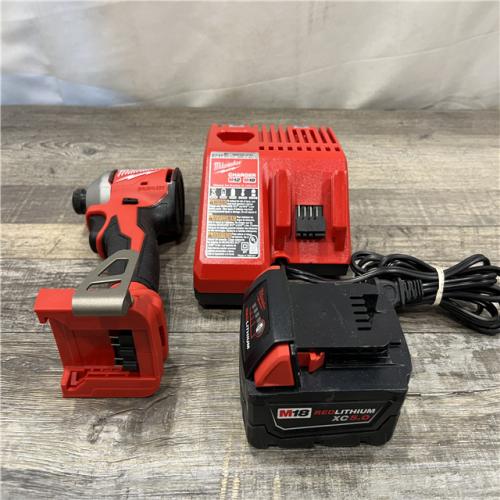AS-IS Milwaukee 18V Lithium-Ion Compact Brushless Cordless 1/4 in. Impact Driver Kit