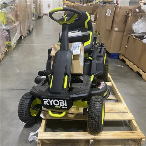Dallas Location - As-Is Shop RYOBI R1 80V HP Brushless Lithium Battery Cordless Electric 30 in. Riding Lawn Mower with 14 Ah Battery and Charger