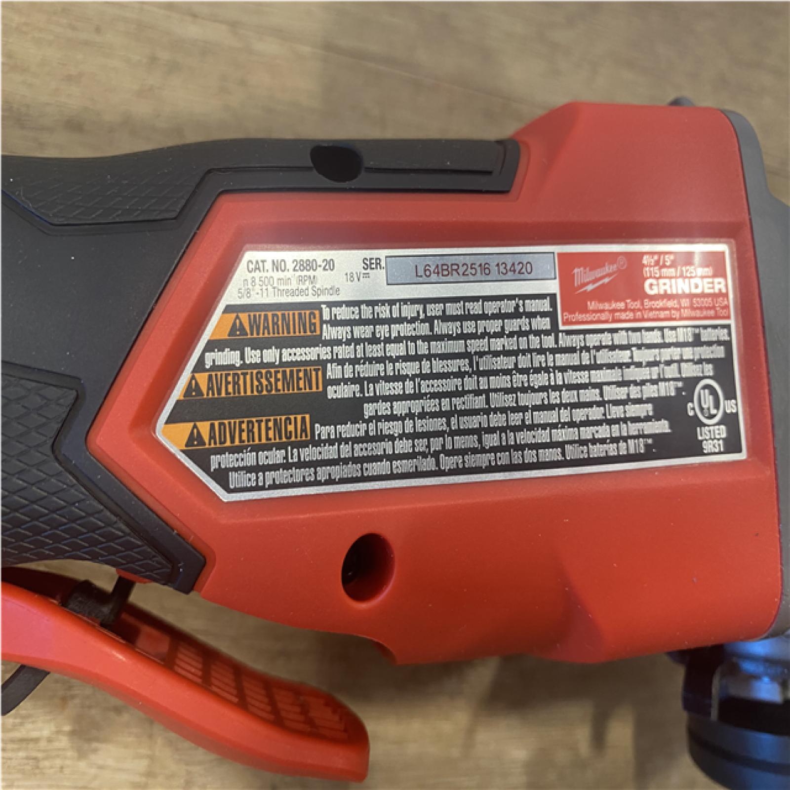 AS-IS Milwaukee FUEL 18V Lithium-Ion Brushless Cordless 4-1/2 in./5 in. Grinder w/Paddle Switch (Tool-Only)