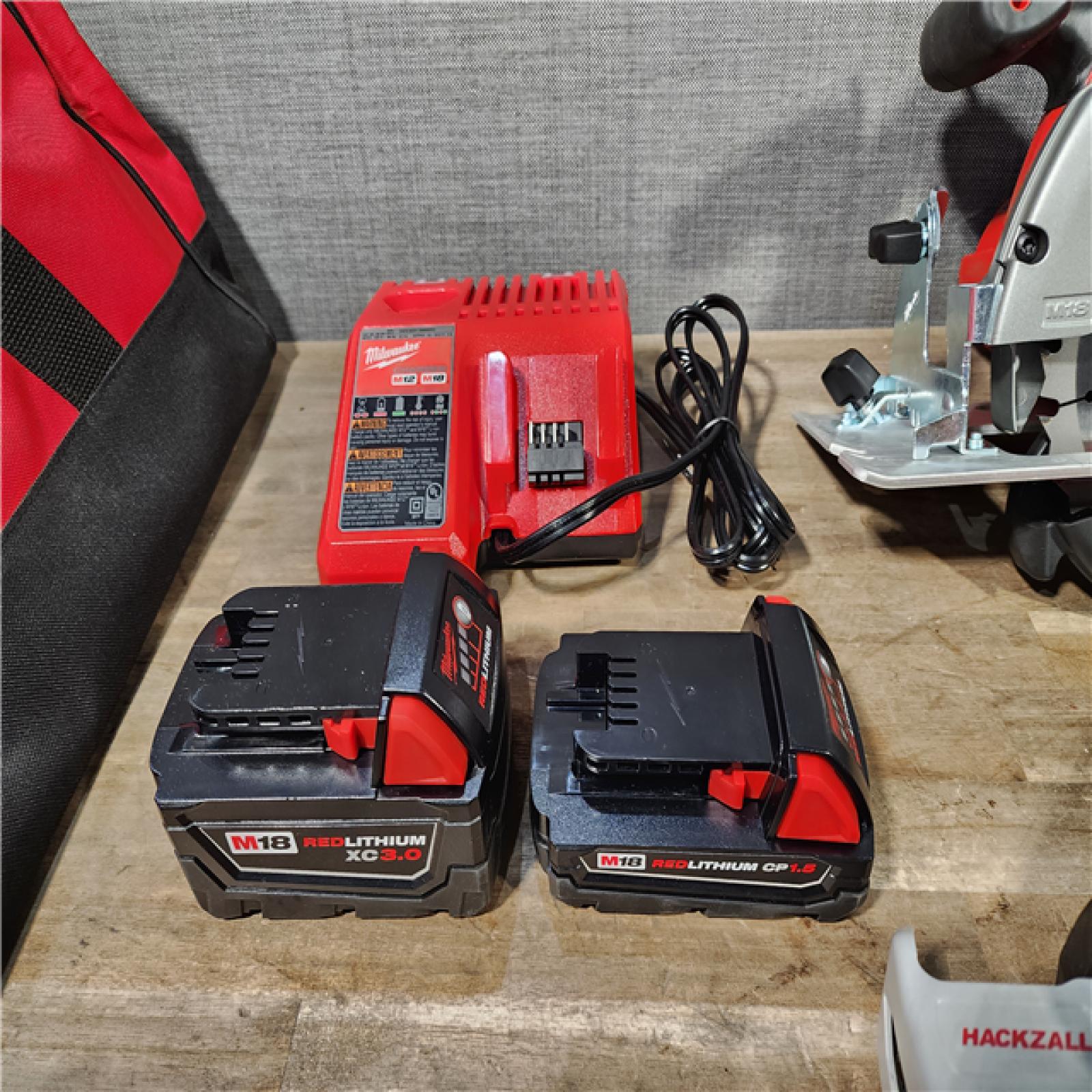 HOUSTON LOCATION - AS-IS M18 18V Lithium-Ion Cordless Combo Kit (5-Tool) with (1) 3.0Ah and (1) 1.5Ah Battery, (1) Charger, (1) Tool Bag