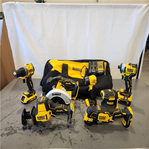 AS-IS- DEWALT 20V MAX Lithium-Ion Cordless 7-Tool Combo Kit with 2.0 Ah Battery  5.0 Ah Battery and Charger