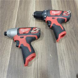 Milwaukee 2494-22 M12 Cordless Combination 3/8  Drill / Driver and 1/4  Hex Impact Driver Dual Power Tool Kit (2 Lithium Ion Batteries  Charger