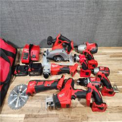 HOUSTON LOCATION - AS-IS MILWAUKEE 8 TOOL COMBO KIT W/ (2) BATTERY & CHARGER