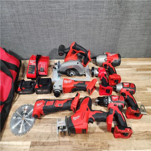 HOUSTON LOCATION - AS-IS MILWAUKEE 8 TOOL COMBO KIT W/ (2) BATTERY & CHARGER