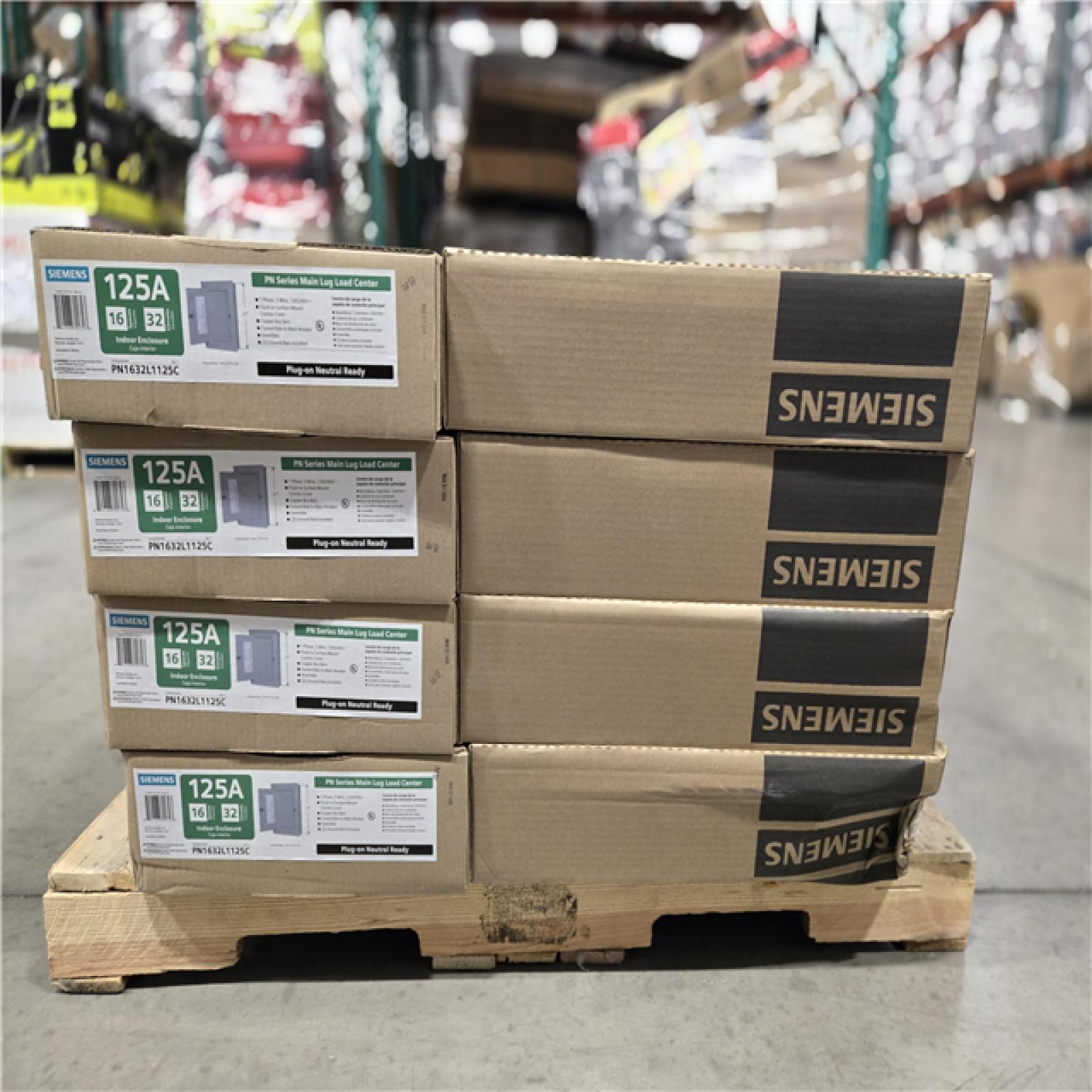 DALLAS LOCATION- Siemens PN Series 125 Amp 16-Space 32-Circuit Main Lug Plug-On Neutral Load Center PALLET (16 UNITS)