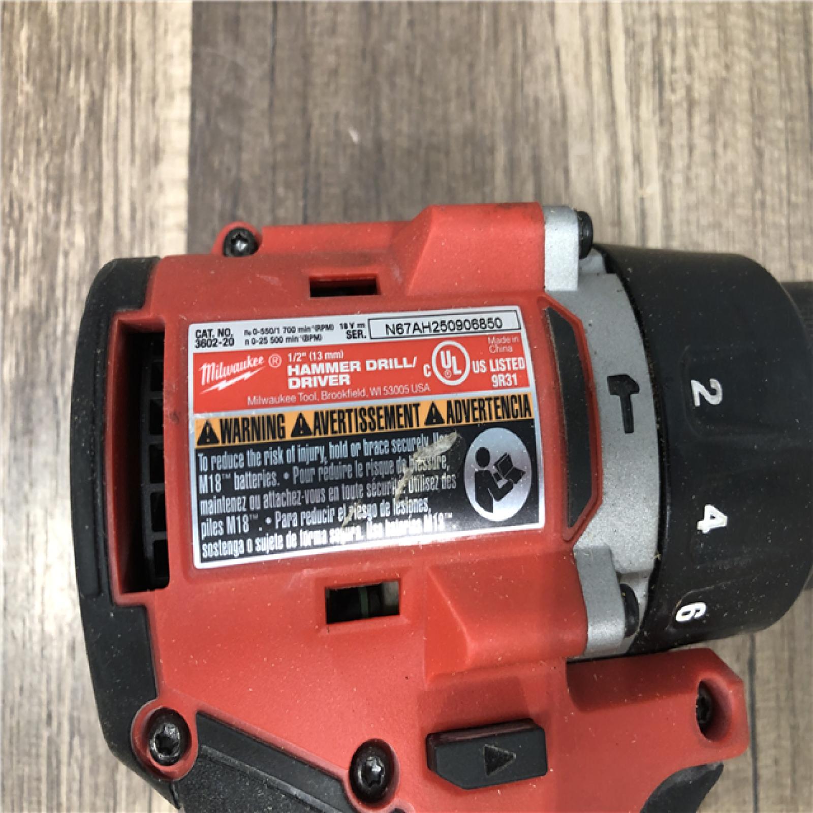 AS-IS Milwaukee 18V Lithium-Ion Brushless Cordless 1/2 in. Compact Hammer Drill/Driver (Tool-Only)