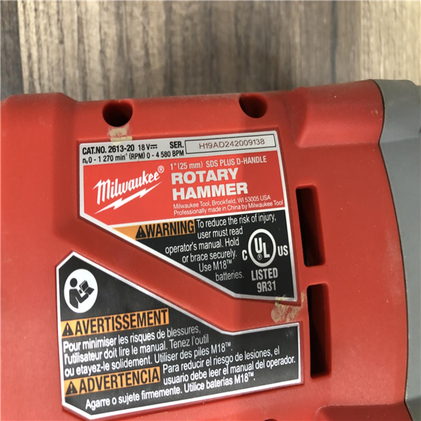 AS-IS Milwaukee 18V Lithium-Ion Brushless Cordless 1 in. SDS-Plus D-Handle Rotary Hammer (Tool-Only)