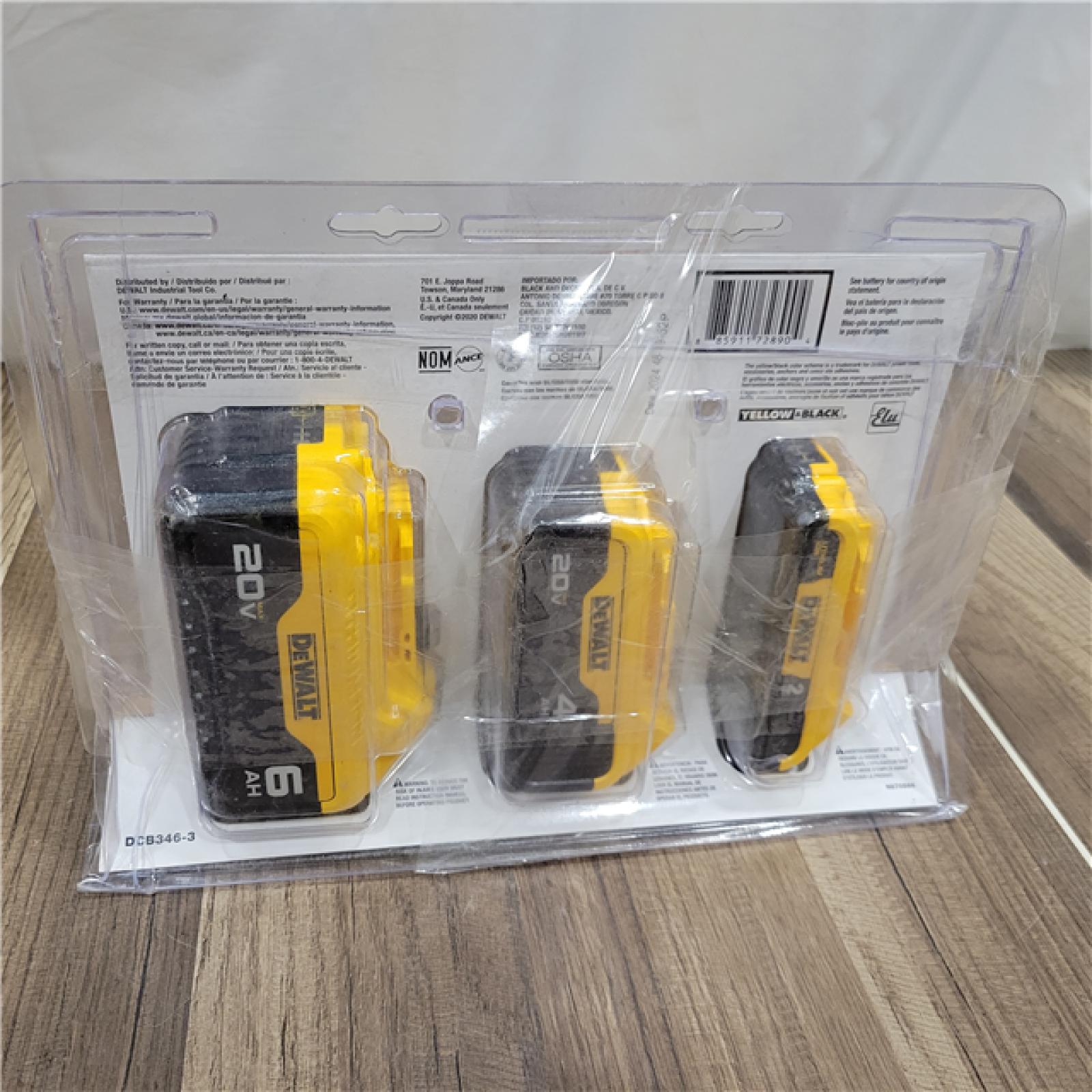 AS-IS DEWALT 20V MAX Battery Lithium Ion 3 Pack - DCB346-3