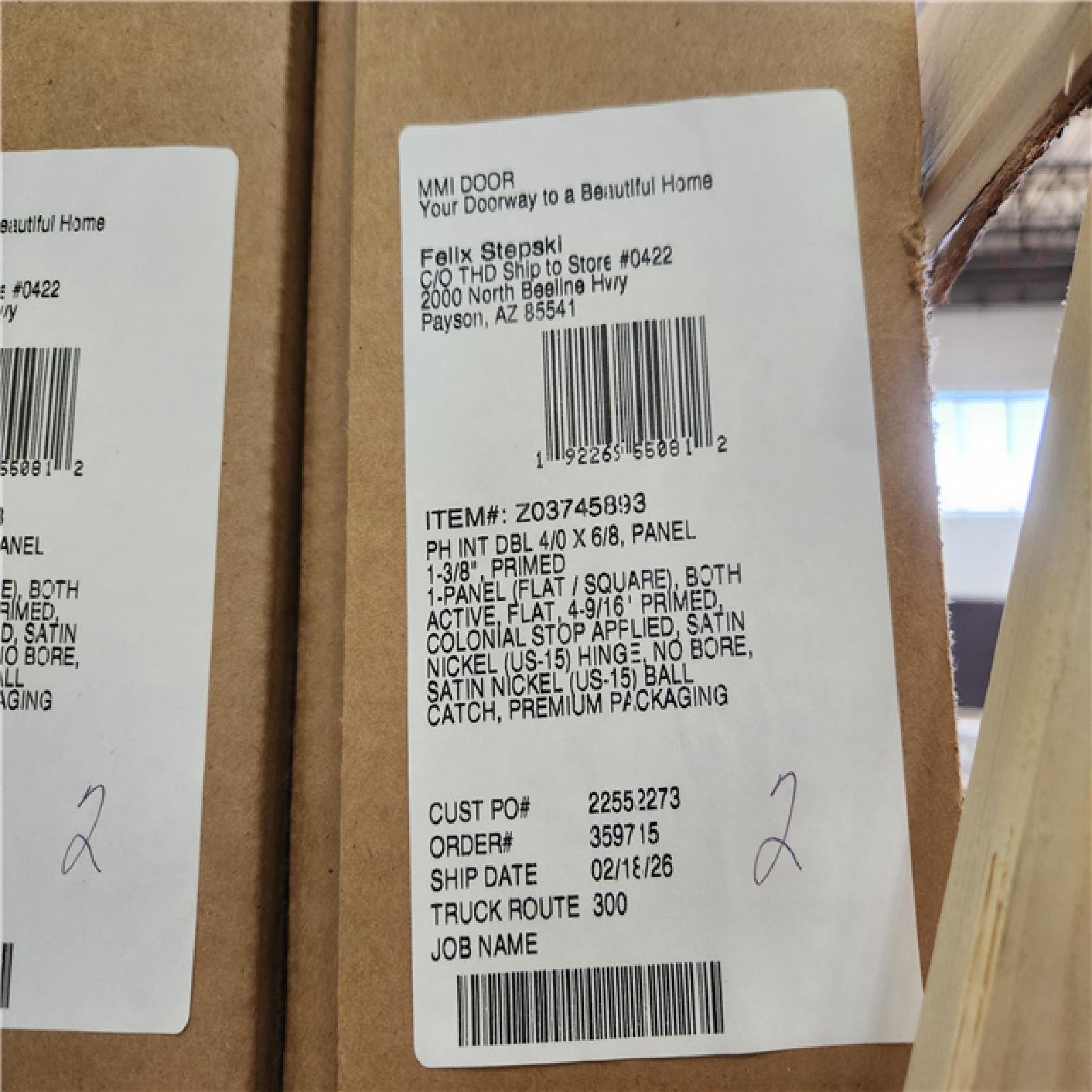 Phoenix NEW MMI DOOR Shaker Flat Panel 48 in. x 80 in. Both Active Solid Core Primed Composite Double Prehung French Door w/ 4-9/16 in. Jamb (SEALED)