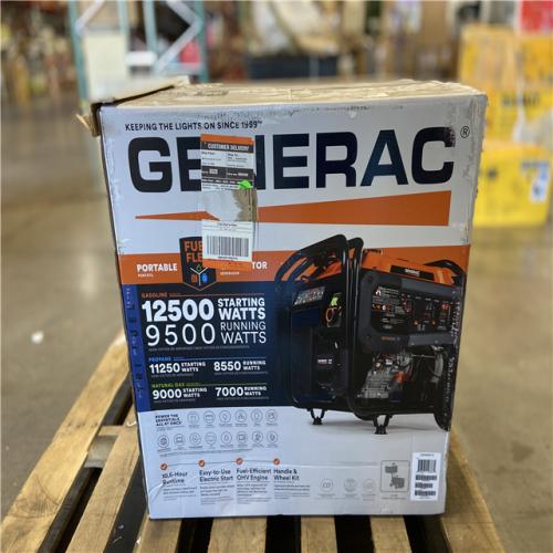 DALLAS LOCATION - Generac 12500/9500-Watt Tri-Fuel Portable Generator, Easy-To-Use Electric Start