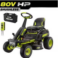 DALLAS LOCATION- RYOBI R1 80V HP Brushless Lithium Battery Cordless Electric 30 in. Riding Lawn Mower with 14 Ah Battery and Charger