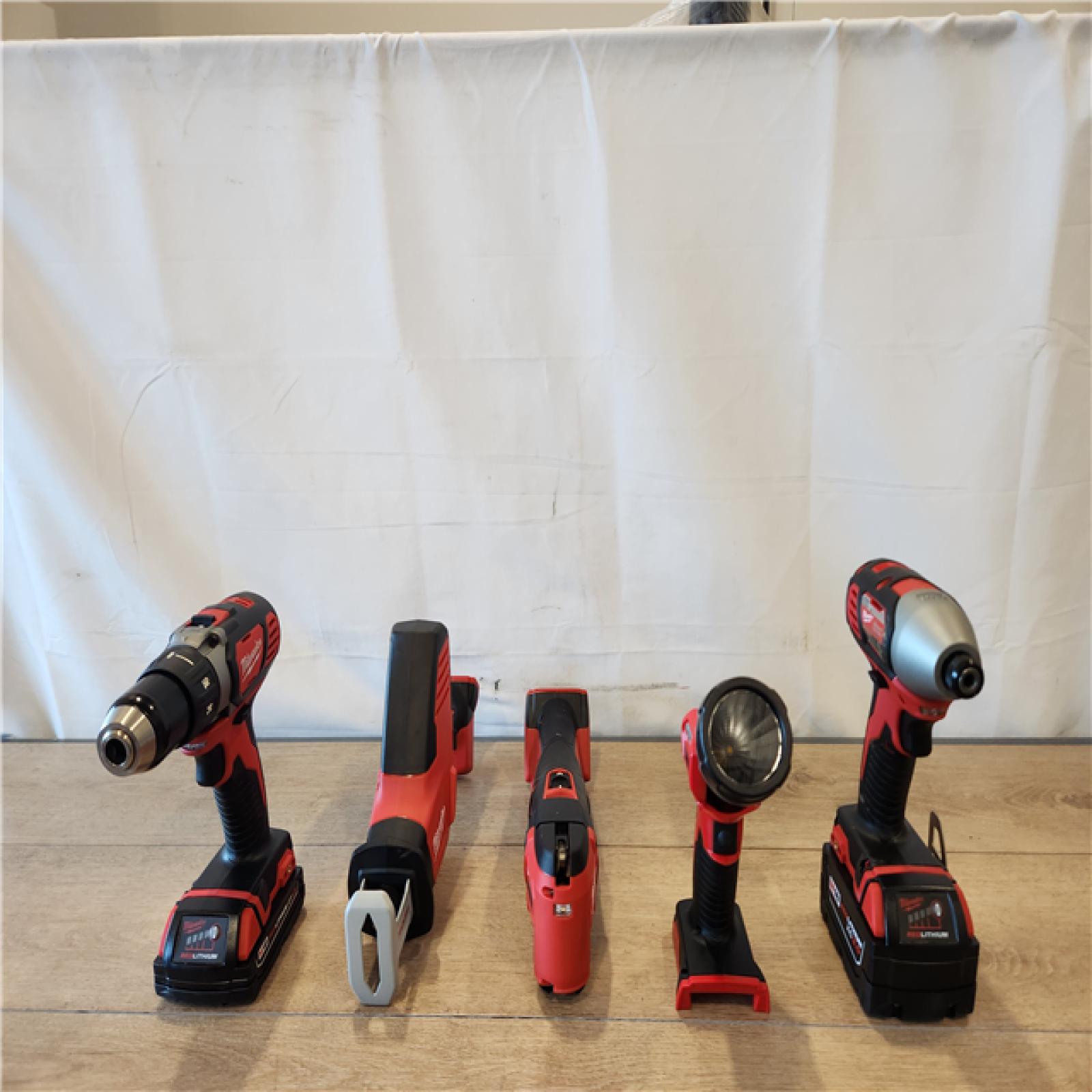 AS-IS- M18 18V Lithium-Ion Cordless Combo Kit (5-Tool) with (2) Batteries  Charger and Tool Bag