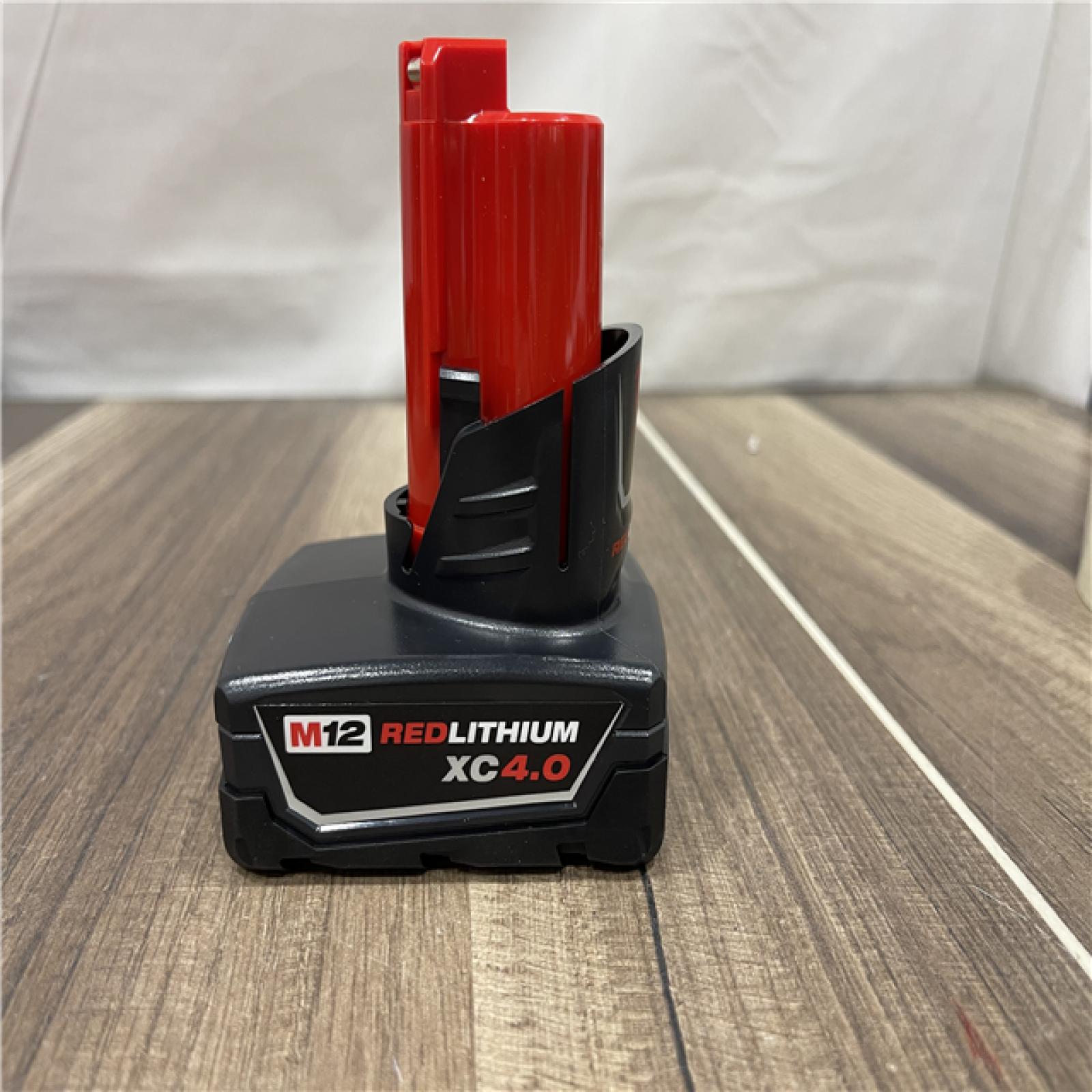 AS-IS Milwaukee 12V Lithium-Ion XC Extended Capacity 4.0 Ah Battery 2-Pack w/PACKOUT Compact Wall Plate & M12 Battery Rack