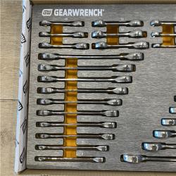 AS-IS GEARWRENCH SAE/Metric Standard and Stubby Combination Ratcheting Wrench Set in EVA Tray (32-Piece)