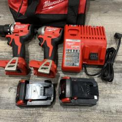 AS-IS Milwaukee 18-Volt Lithium-Ion Brushless Cordless Compact Hammer Drill/Impact Combo Kit
