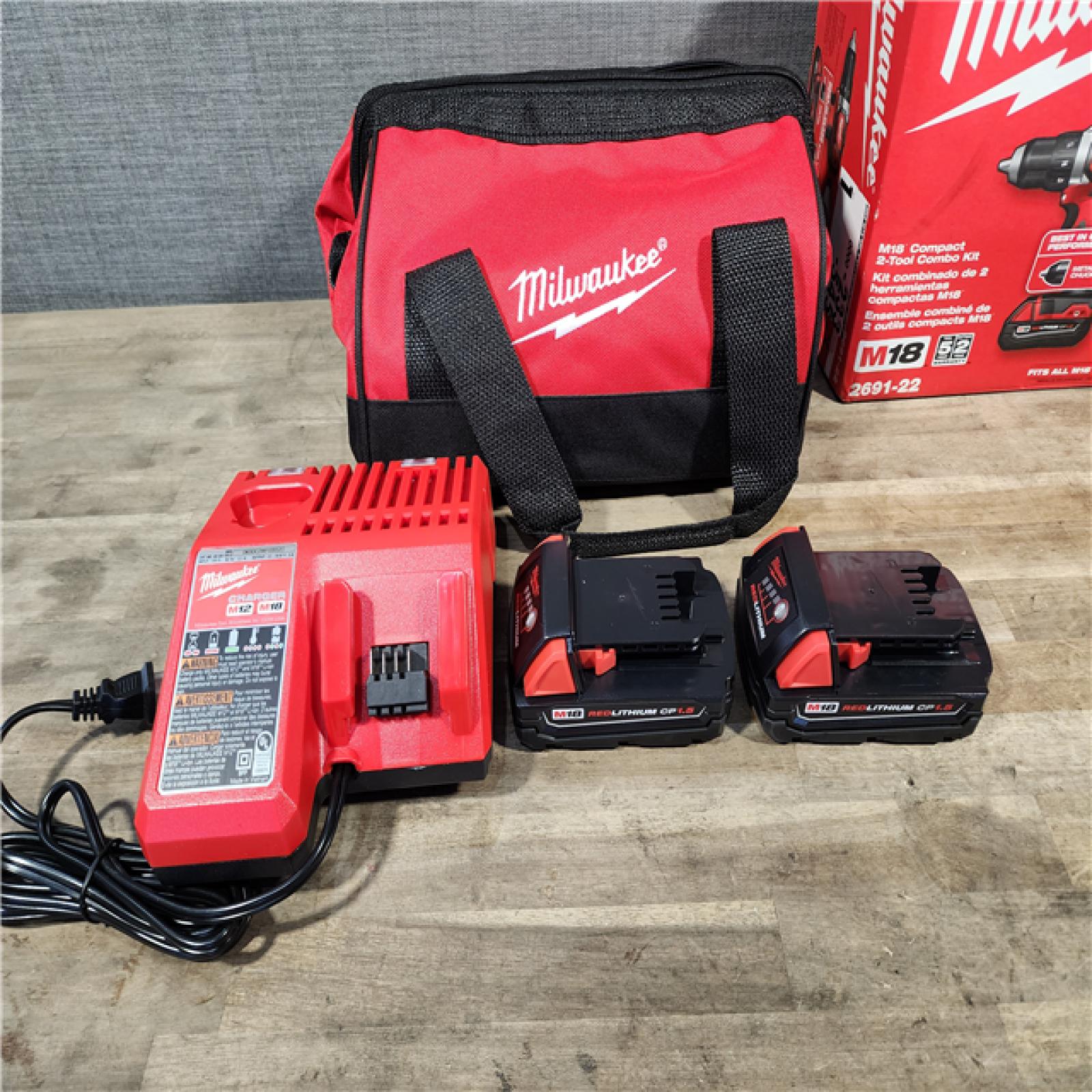 HOUSTON LOCATION - AS-IS Milwaukee 18V Cordless Brushed 2-Tool Drill/Driver and Impact Driver Kit