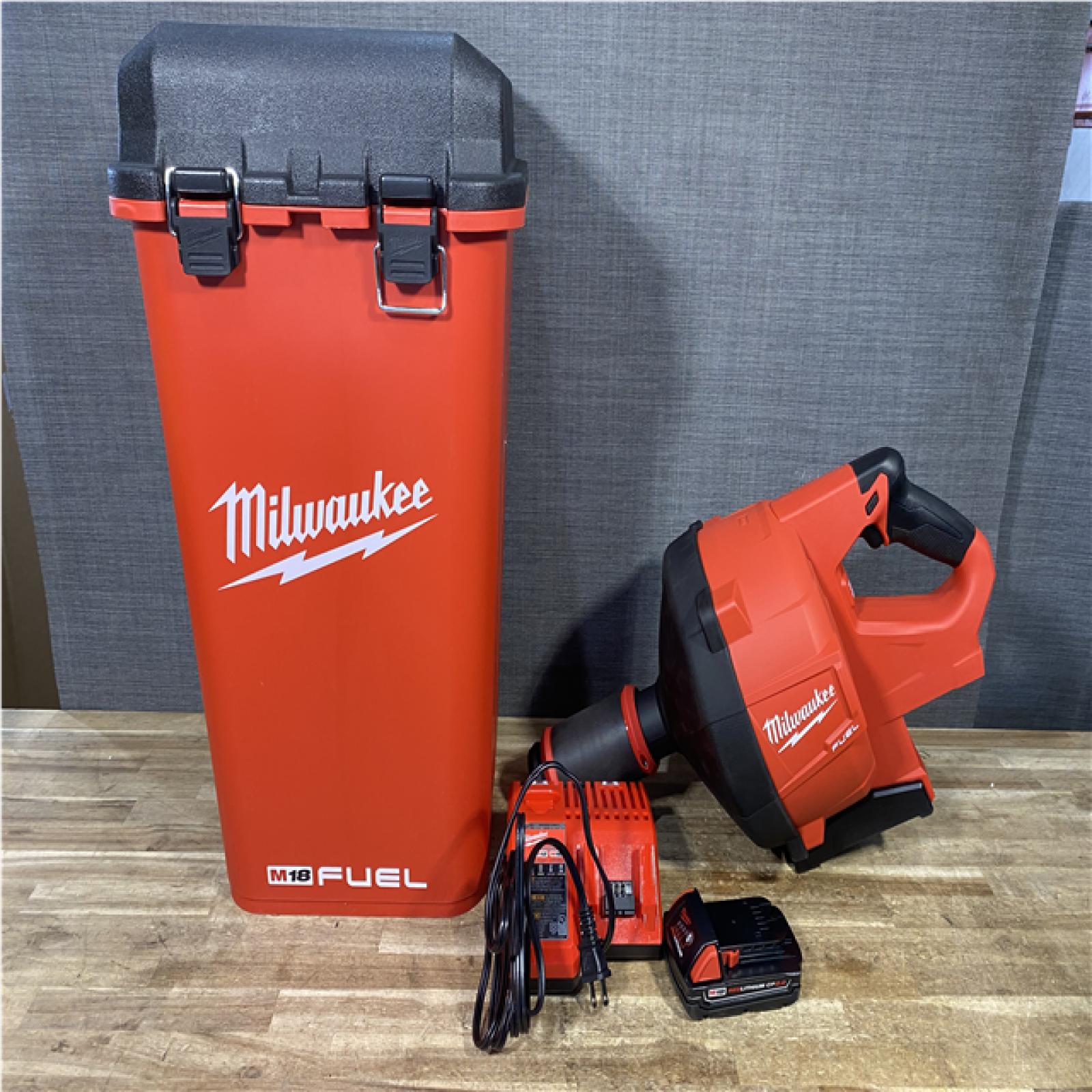 Houston Location AS-IS Milwaukee FUEL 18-Volt Lithium-Iron Cordless Plumbing Drain Snake Auger Kit