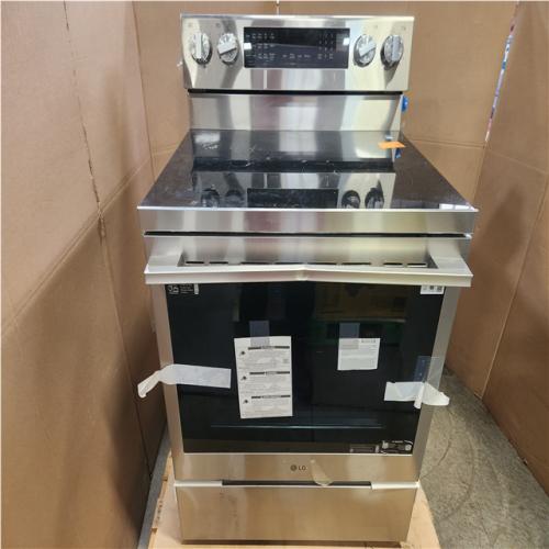 Phoenix AS-IS LG 30 in., 6.3 cu. ft. Smart Wi-Fi True Convection Insta View 5-Burner Electric Oven w/ Air Fry Printproof Stainless Steel