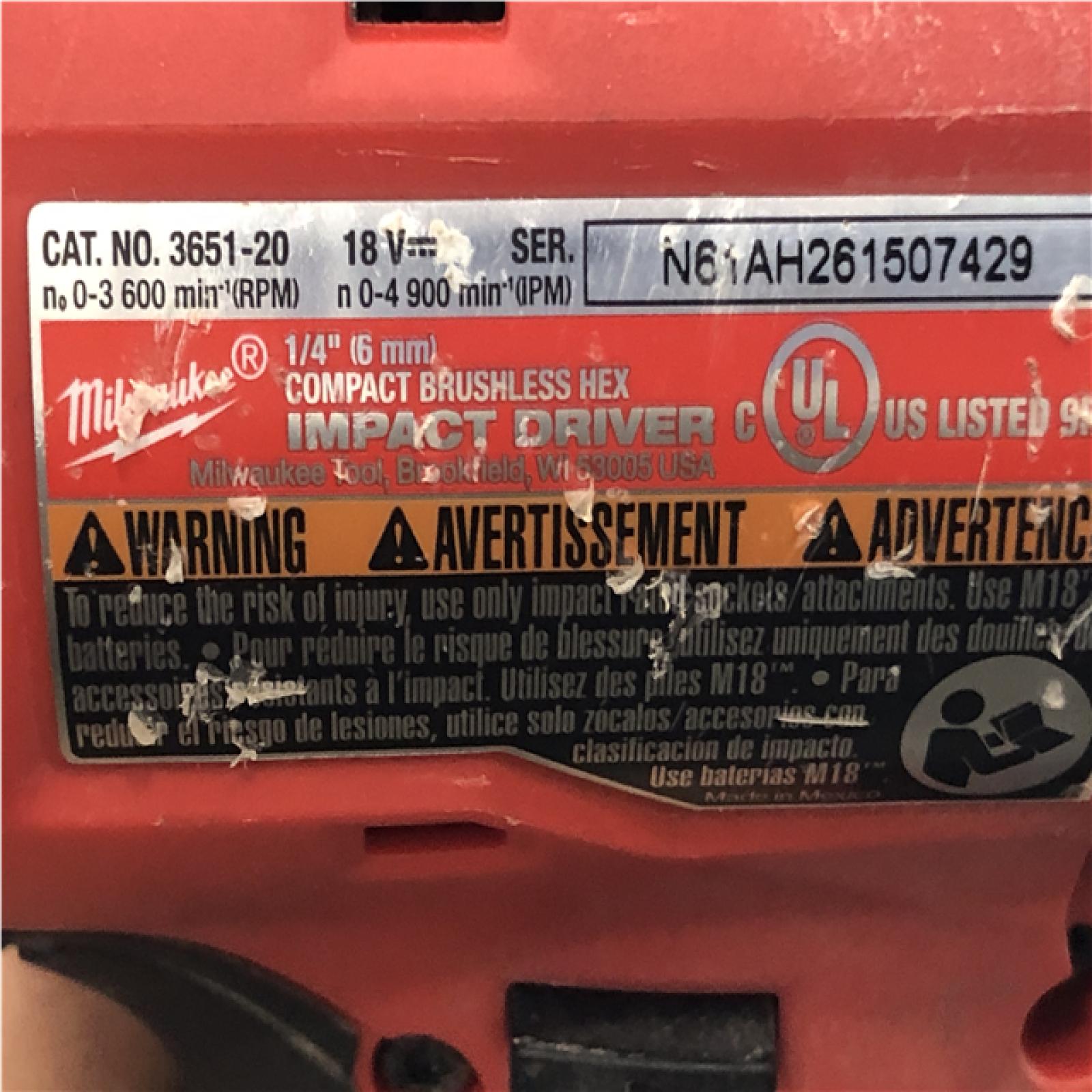 AS-IS Milwaukee 18V Lithium-Ion Compact Brushless Cordless 1/4 in. Impact Driver Kit