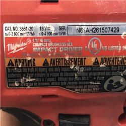 AS-IS Milwaukee 18V Lithium-Ion Compact Brushless Cordless 1/4 in. Impact Driver Kit