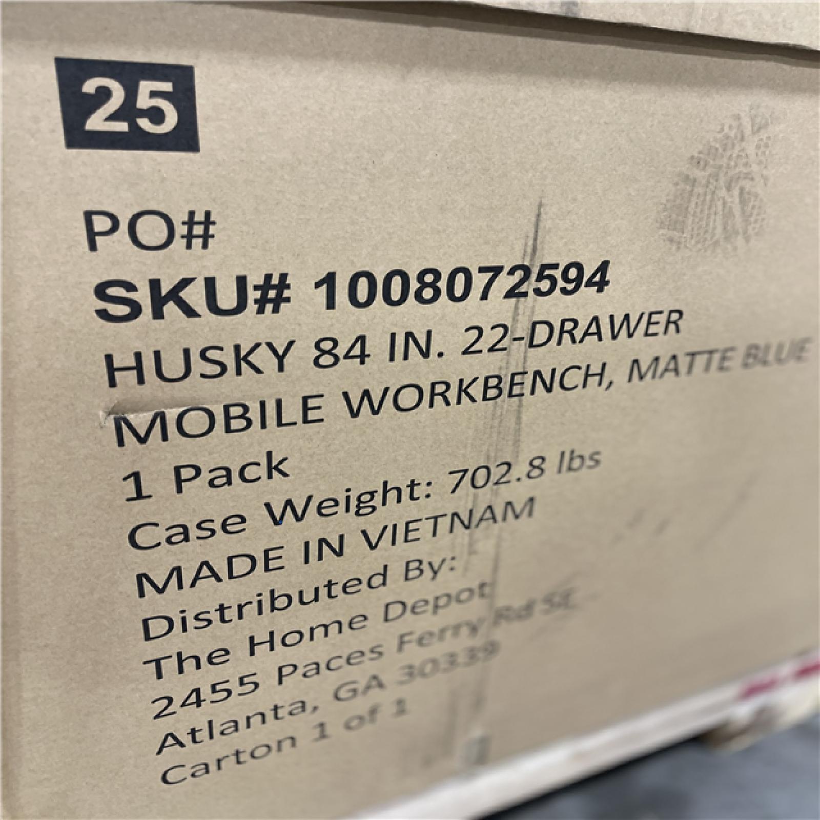 DALLAS LOCATION- NEW!- Husky Tool Storage Heavy Duty 84 in. W x 24 in. D Matte Blue Mobile Workbench Cabinet