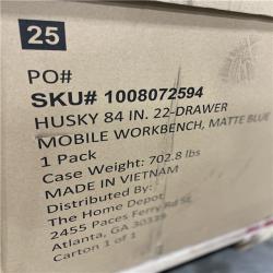 DALLAS LOCATION- NEW!- Husky Tool Storage Heavy Duty 84 in. W x 24 in. D Matte Blue Mobile Workbench Cabinet