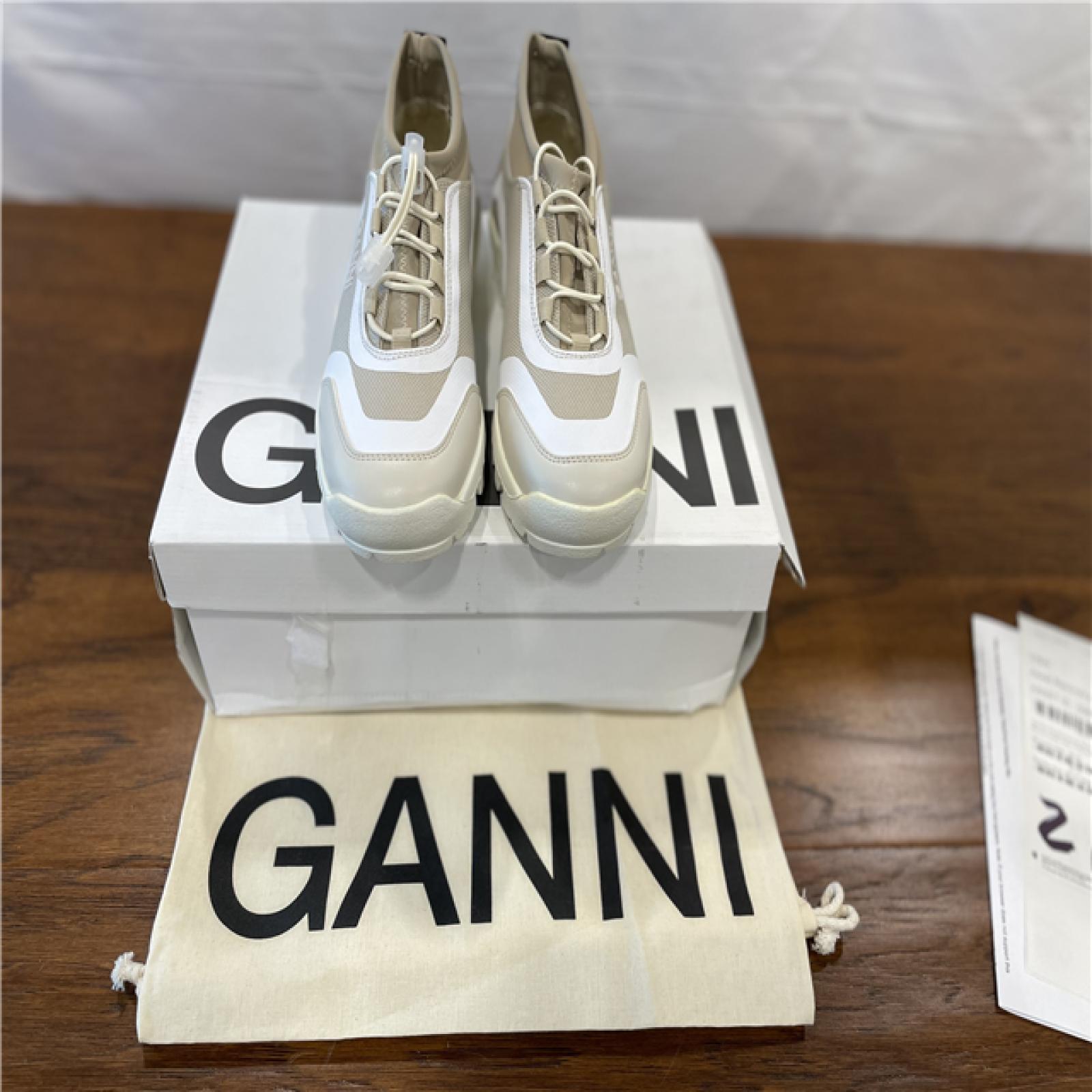 NEW! GANNI Performance Neoprene Sneakers in White Responsible Size 3 Recycled Polyester Women's