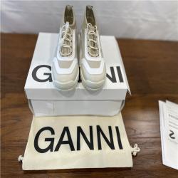 NEW! GANNI Performance Neoprene Sneakers in White Responsible Size 3 Recycled Polyester Women's
